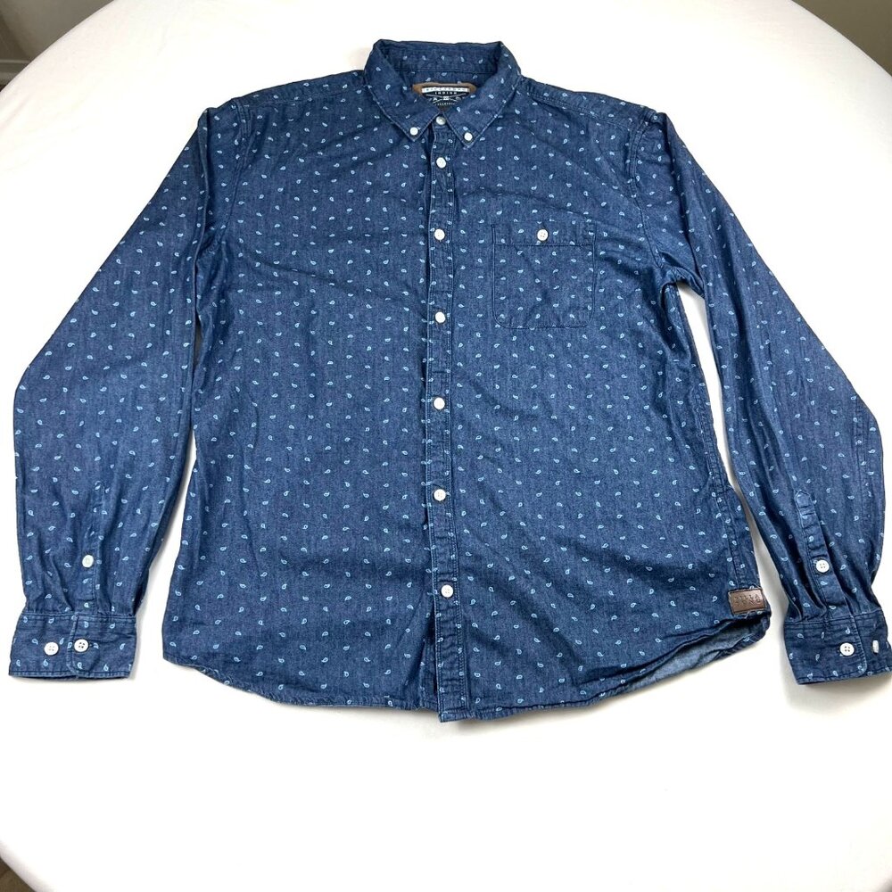 Billabong Indigo Collection XL Mens Button-Up Paisley Shirt Cotton Long Sleeve - Picture 2 of 13